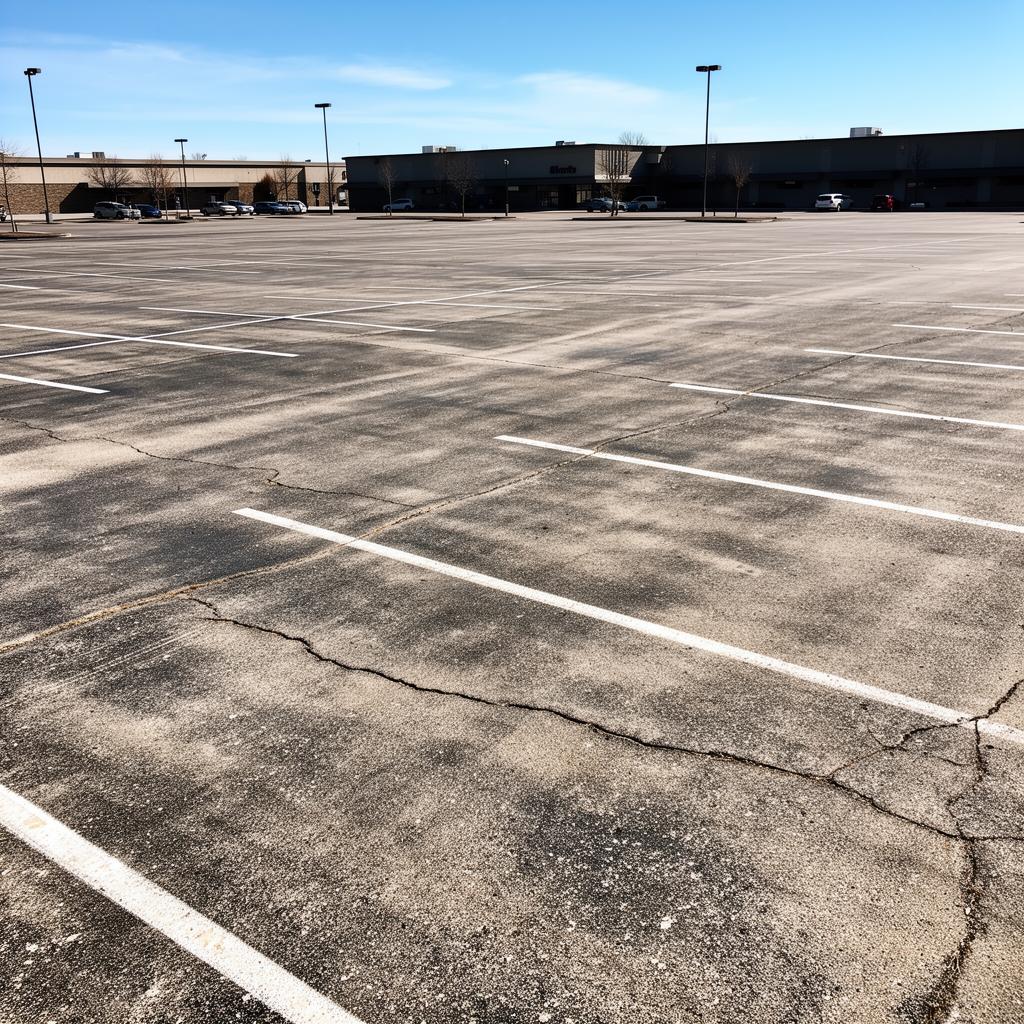 Sioux Falls parking lot seal coating before and after — before